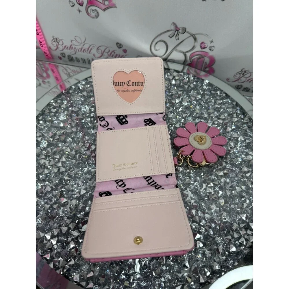 Juicy Couture wallet Pink Floral Charm Small Wallet with Gold Heart Accent